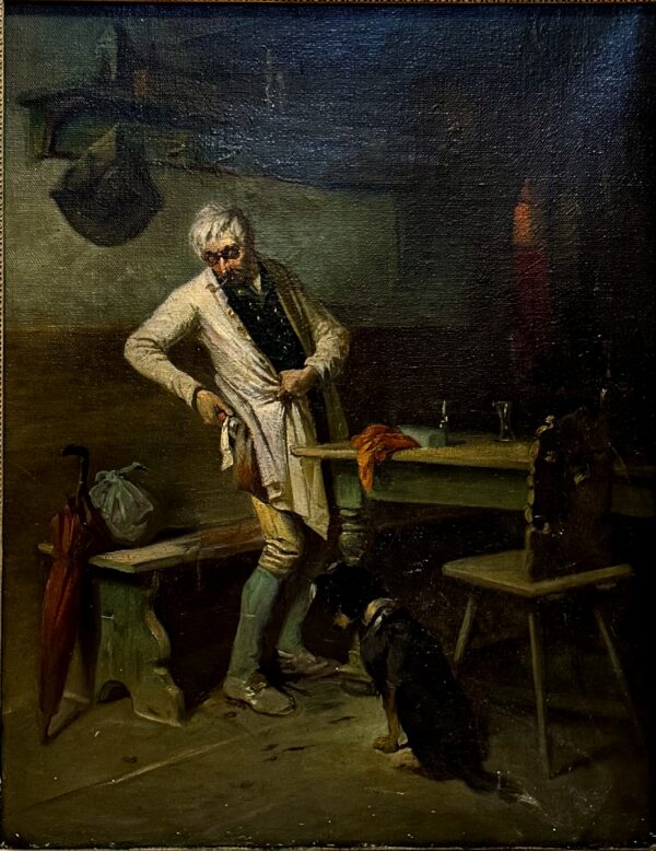 Eduard Kurzbauer jelzéssel (1840 - 1879)  - Zsánerjelenet - Részeg öregember a kocsmában