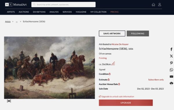 Nicaise De Keyser jelzéssel (1813 - 1887) - Lovas csatjelenet - Kép 6