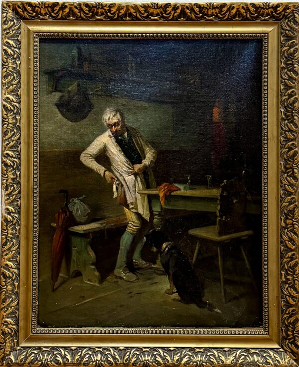 Eduard Kurzbauer jelzéssel (1840 - 1879)  - Zsánerjelenet - Részeg öregember a kocsmában - Kép 2